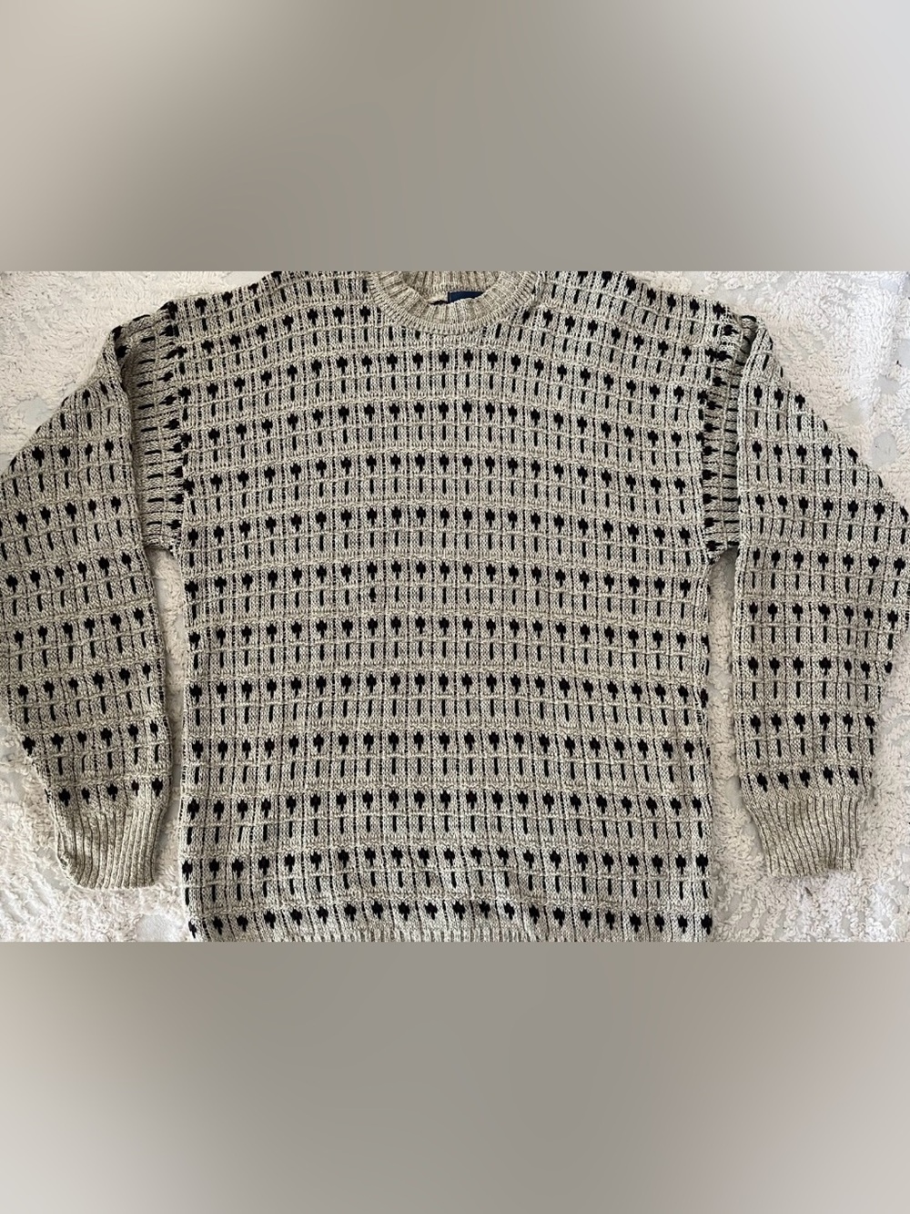 NWT Vintage 90s Towncraft Textured Cotton Knit Sweater Large Tall Made in USA